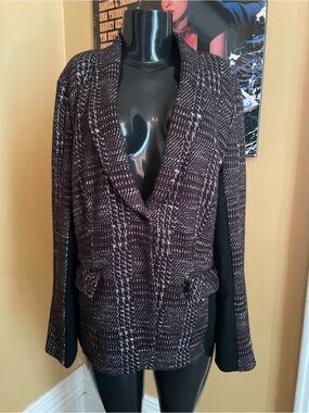 Gerry Weber Black & White Plaid Knit Coatigan (Large)